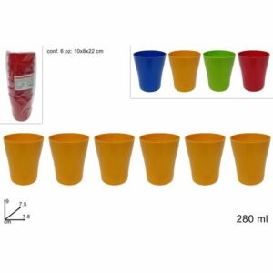 Bicchieri Plastica 280ml Set 6pz Col.