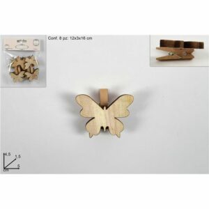 Mollette Farfalle 5 Cm Set 8pz Naturale