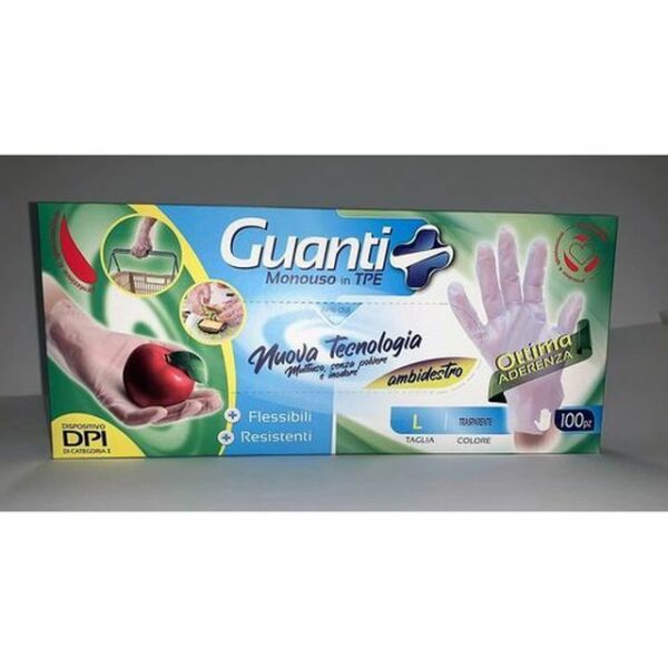 Guanti Monouso Tpe 100pz Traspar. Tg.l