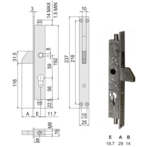 Serratura Infilare Montanti All    46305-19-0 Cisa