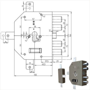 Serratura Sic.quintuplice Dx Cil.        2350pe Cr