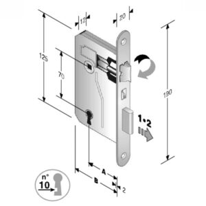 Serratura Patent Mm 8x70 E30 Bt Bronzata        Gb