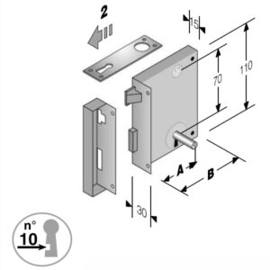 2 Pezzi Serratura Applicare Verticale Mm 60 Sx      185 Gb