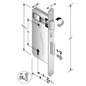 Serratura Patent Mm 8x90 E30 Bt Bronzata        Gb