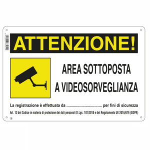 10 Pezzi Cartello Area Videosorvegliata    30x 20 Plastica