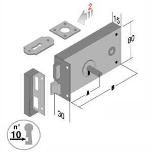 2 Pezzi Serratura Applicare Orizzontale Mm 140 Dx   187 Gb