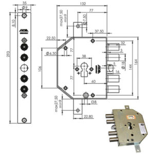 Serratura Sic.triplice Sx Cil. E60   Cp954dfb Moia