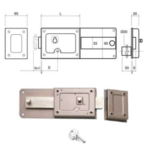 2 Pezzi Serratura Ferroglietto 6 Mandate E50    270a Wall