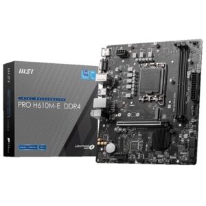 Main Board Mb Msi Pro H610m-e Ddr4 Lga1700 2xddr4dc-3200 1xhdmi 1xpcie4.0x16 1xm.2 4xsata3 Gblan Usb3.2 Matx Fino:05/08