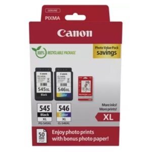 Materiali Di Consumo Multipack Canon Pg-545xl + Cl-546xl + 50fg Gp501 8286b011 X Pixma Mg2555s/ts3450/ts3451/tr4650/tr4651