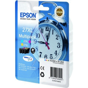 Materiali Di Consumo Multipack Epson 27xl "sveglia" C13t27154012 3 Colori X Wf-7110dtw/7610dwf/7620dtwf/3620dwf/3640dtwf