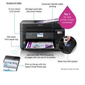 Stampanti Stampante Epson Mfc Ink Ecotank Et-3850 C11cj61402 A4 33p 3in1 Stampa F/r Adf Lcd 250fg Usb Lan Wifi