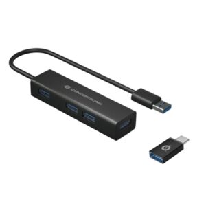 Networking Hub Usb3.0 A 4p Con Adattatore Usb-c Conceptronic Hubbies06b -veloc.trasf.5gb/s Fino:07/01