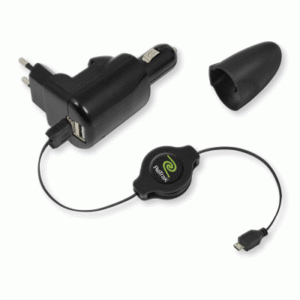 Accessori Alimentatore Usb Da Auto/casa 2p Retrak Euchg41m5 +cavo Usb-microusb 100cm Retrattile Nero Out:1