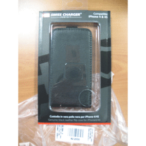 Borse E Custodie Custodia X Apple Iphone 4/4s Scp10004 Swiss Charger In Vera Pelle Nera