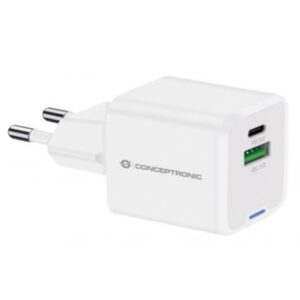 Smartphone Caricatore Usb Pd Gan Da 20 W Conceptronic Althea15w Con 1p Usb-c E 1p Usb-a- Bianco