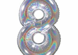 Palloncino Mylar N. 8 Argento Mega 101cm