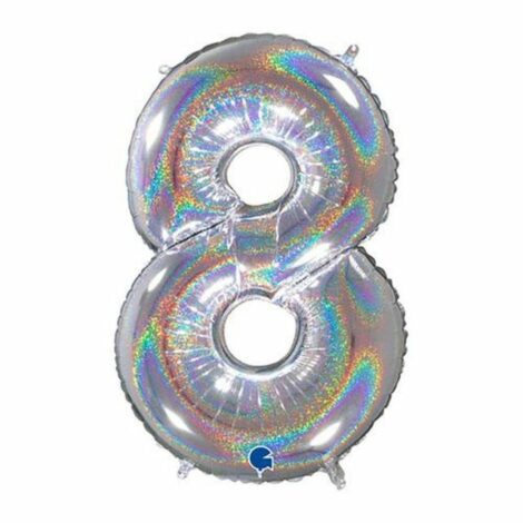 Palloncino Mylar N. 8 Argento Mega 101cm