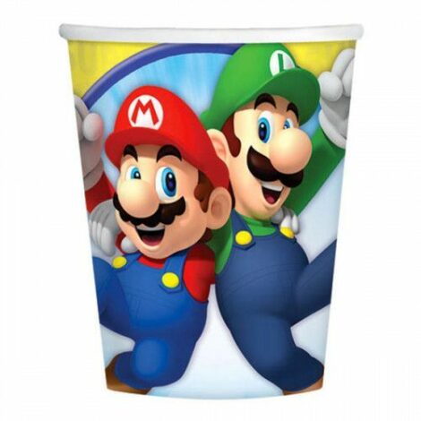 Bicchieri Carta 240ml 8pz Super Mario