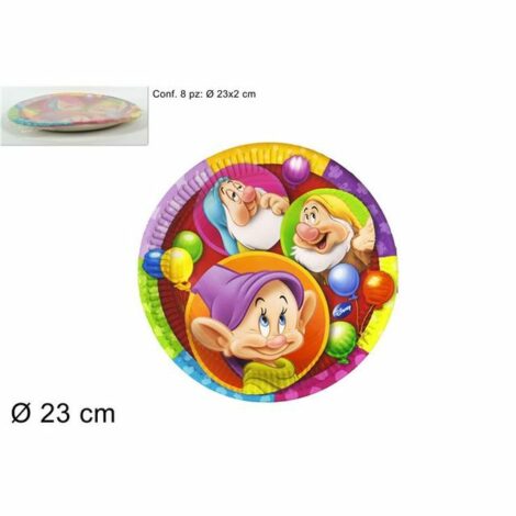 Piatti Carta 8pz 23cm Seven Dwarfs Party