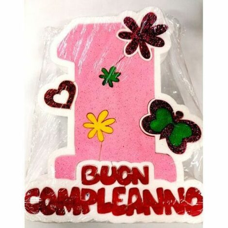 Scritta Polistirolo One Pink 25x29x5cm