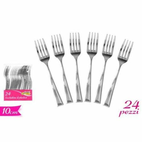 Mini Forchetta Plastica Silver 24pz