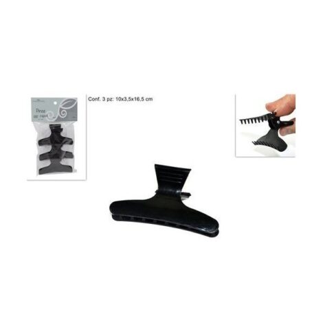 Pinza Per Capelli Set 3pz Nera 8cm