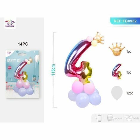 Set Palloncini Mylar N.4 Col. 115cm 14pz