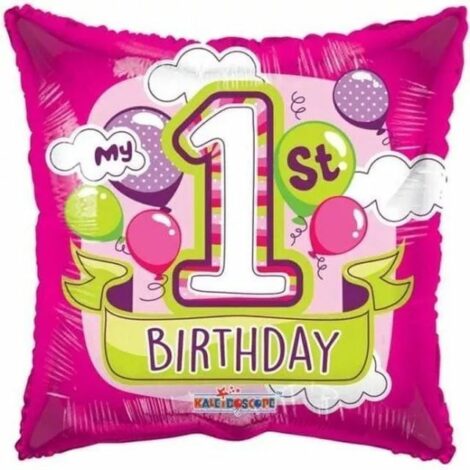 Palloncino Mylar 1st Birthday Girl Quadr