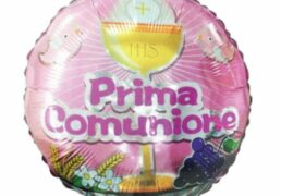 Pallone Mylar Comunione Rosa 45cm