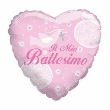 Palloncino Il Mio Battesimo Rosa Cuore