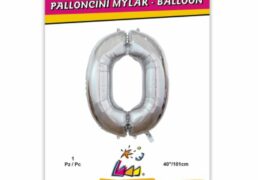 Palloncino Mylar N. 0 Argento Mega 101cm